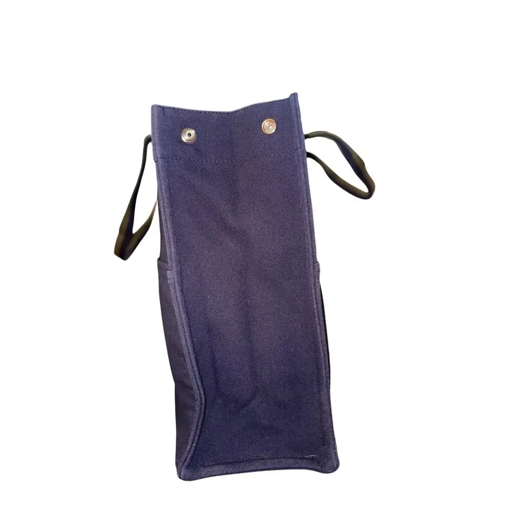 Hermes Fourre Tout MM Canvas Tote Navy Blue Khaki Green Authentic Never Worn - Picture 3 of 10